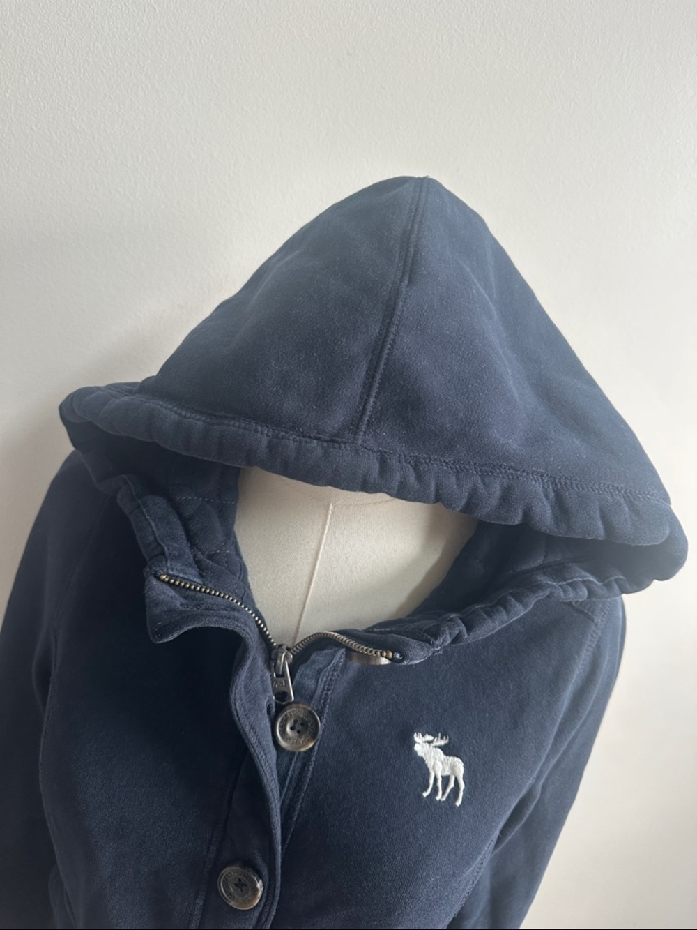 Abercrombie & Fitch M Hooded Button Up Bomber Jacket Sweatshirt Y2K Bella Swan - Picture 4 of 10